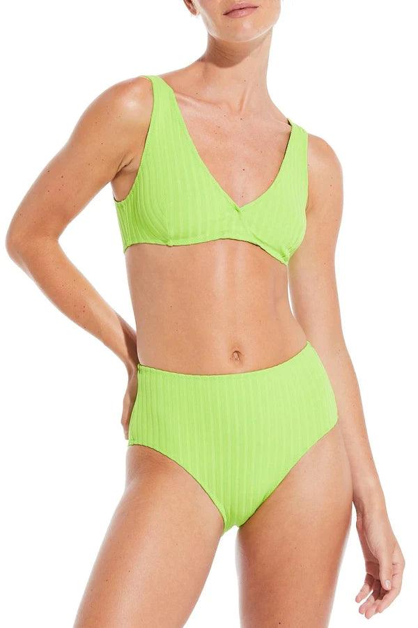 Bikiní - Ísland - buxur - sundföt - sundfatnaður - Reykjavik - Swimwear - Iceland - Solid - and - Striped - vefversun - Ludus.is #litur-color_lime