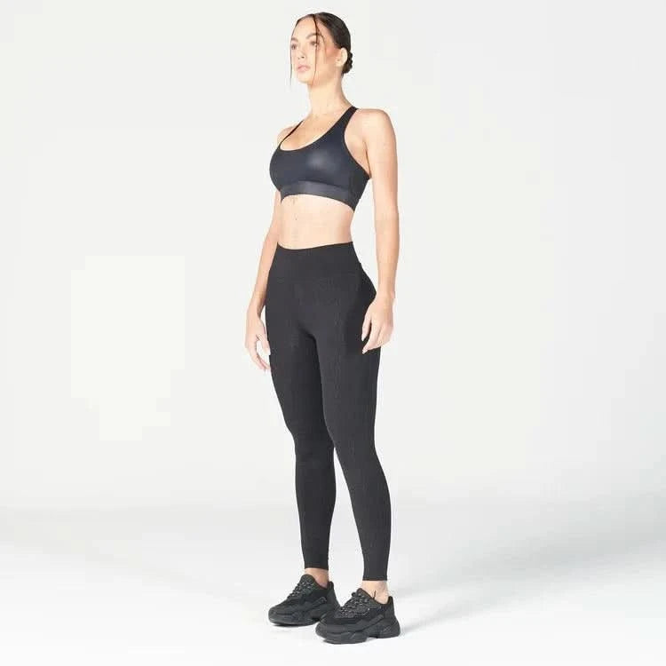 Leggings-konur-leggings-uppháar-í-mittið-íþróttaföt-íþróttafatnaður-æfingaföt-æfingafatnaður-ræktarföt-svartar-Core-Agile-Reimagnied - leggings