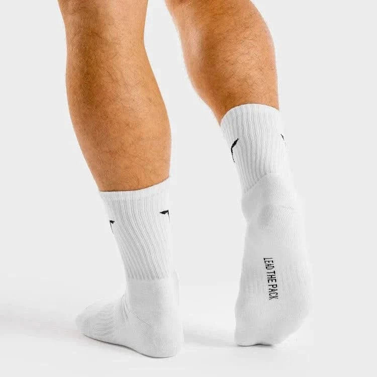 Sokkar - Íþróttasokkar - konur - karlar - íþróttaföt - íþróttafatnaður - æfingaföt - æfingafatnaður - ræktarföt - Squat Wolf - SQUATWOLF - Ludus.is - Core - hvítir íþróttasokkar -100% bómull#litur-color_white