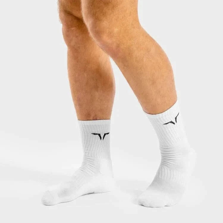 Sokkar - Íþróttasokkar - konur - karlar - íþróttaföt - íþróttafatnaður - æfingaföt - æfingafatnaður - ræktarföt - Squat Wolf - SQUATWOLF - Ludus.is - Core - hvítir íþróttasokkar -100% bómull#litur-color_white
