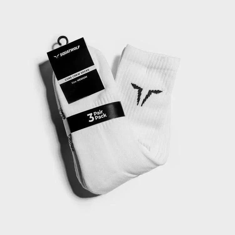 Sokkar - Íþróttasokkar - konur - karlar - íþróttaföt - íþróttafatnaður - æfingaföt - æfingafatnaður - ræktarföt - Squat Wolf - SQUATWOLF - Ludus.is - Core - hvítir íþróttasokkar -100% bómull#litur-color_white