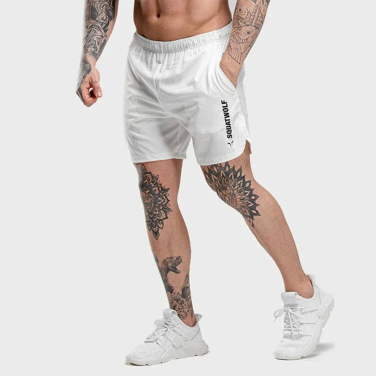 Stuttbuxur - karlar - herra - Íþróttaföt - íþróttafatnaður - æfingaföt - æfingafatnaður - ræktarföt - SQUAT - WOLF - SQUATWOLF - Ludus.is - white - hvítar - Crossfit - hlaup