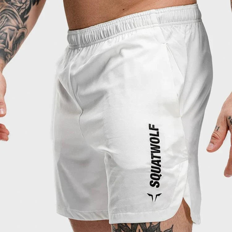 Stuttbuxur - karlar - herra - Íþróttaföt - íþróttafatnaður - æfingaföt - æfingafatnaður - ræktarföt - SQUAT - WOLF - SQUATWOLF - Ludus.is - white - hvítar - Crossfit - hlaup
