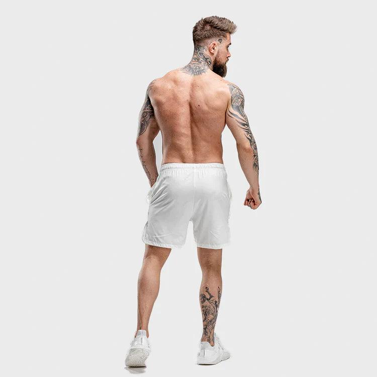 Stuttbuxur - karlar - herra - Íþróttaföt - íþróttafatnaður - æfingaföt - æfingafatnaður - ræktarföt - SQUAT - WOLF - SQUATWOLF - Ludus.is - white - hvítar - Crossfit - hlaup