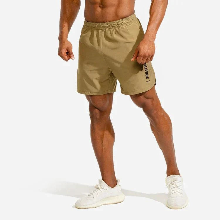 Stuttbuxur - karlar - herra - Íþróttaföt - íþróttafatnaður - æfingaföt - æfingafatnaður - ræktarföt - SQUAT - WOLF - SQUATWOLF - Ludus.is - taupe - ljósbrúnar - Crossfit - hlaup