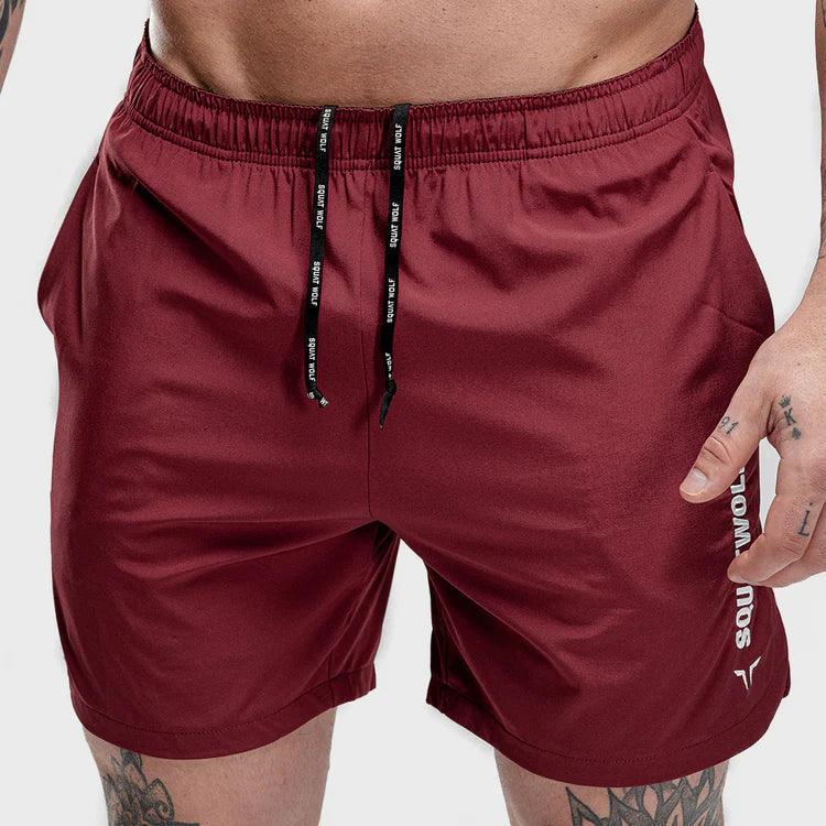 Stuttbuxur - karlar - herra - Íþróttaföt - íþróttafatnaður - æfingaföt - æfingafatnaður - ræktarföt - SQUAT - WOLF - SQUATWOLF - Ludus.is - maroon - rauðar - Crossfit - hlaup
