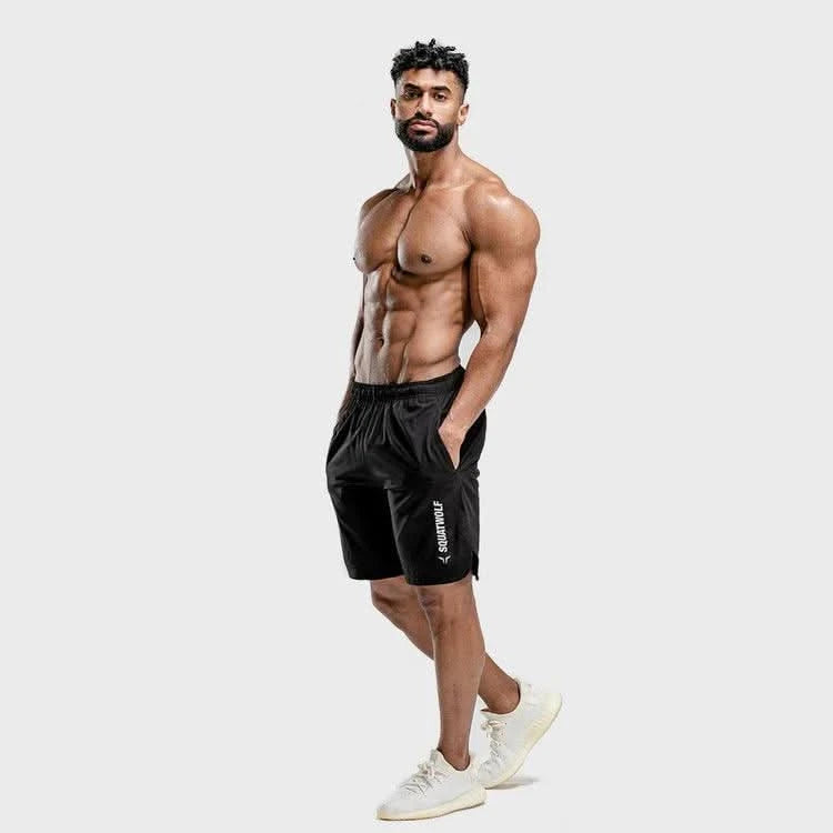Stuttbuxur - karlar - herra - Íþróttaföt - íþróttafatnaður - æfingaföt - æfingafatnaður - ræktarföt - SQUAT - WOLF - SQUATWOLF - íþróttavöruverslun - Ludus.is - black - svartar - Crossfit - hlaup