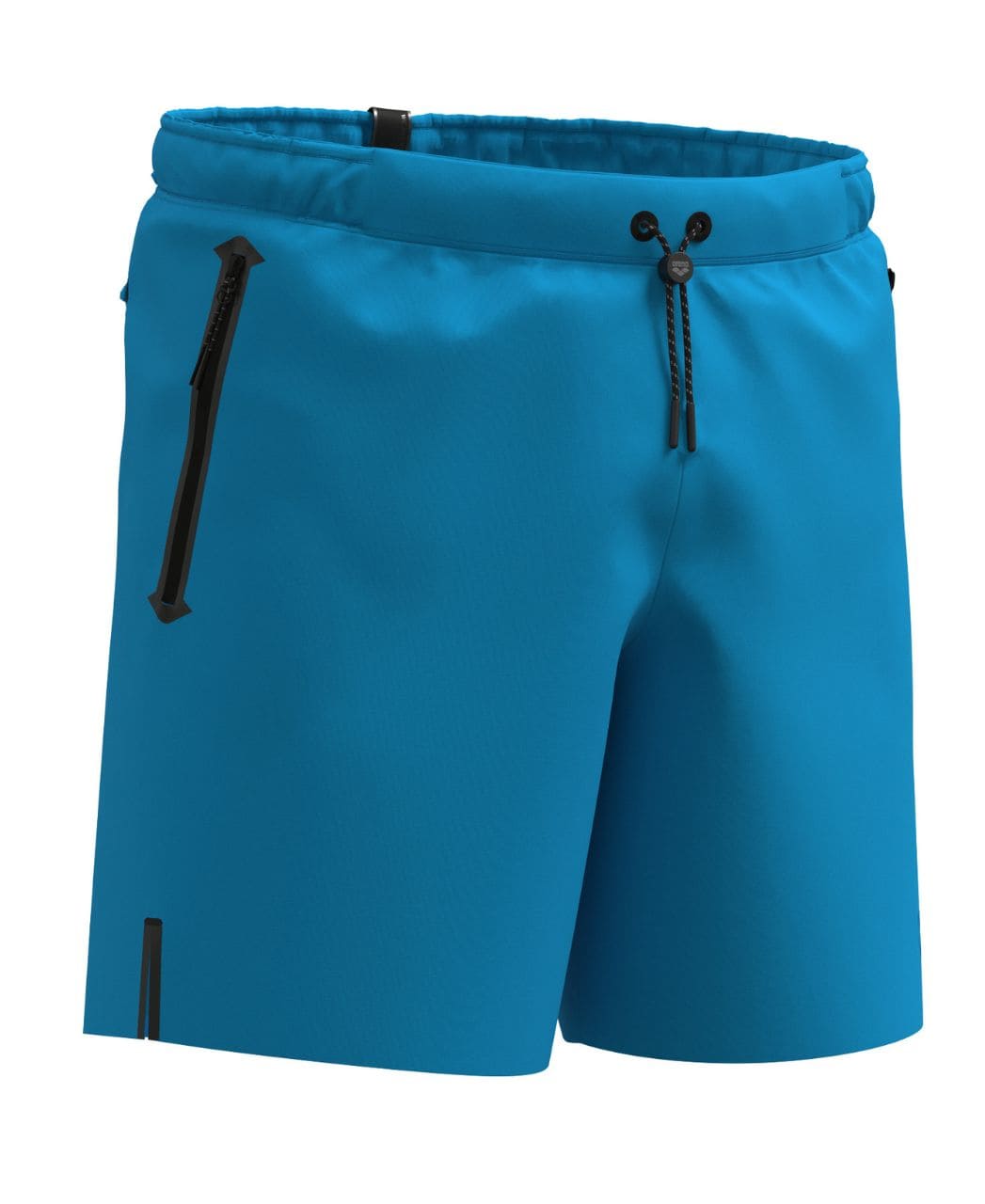 Túrkísbláar Arena Evo Side Zip Pockets Beach Boxer sundbuxur fyrir herra með reim með smellulás og renndum hliðarvösum, vörumynd skáhallt að framan