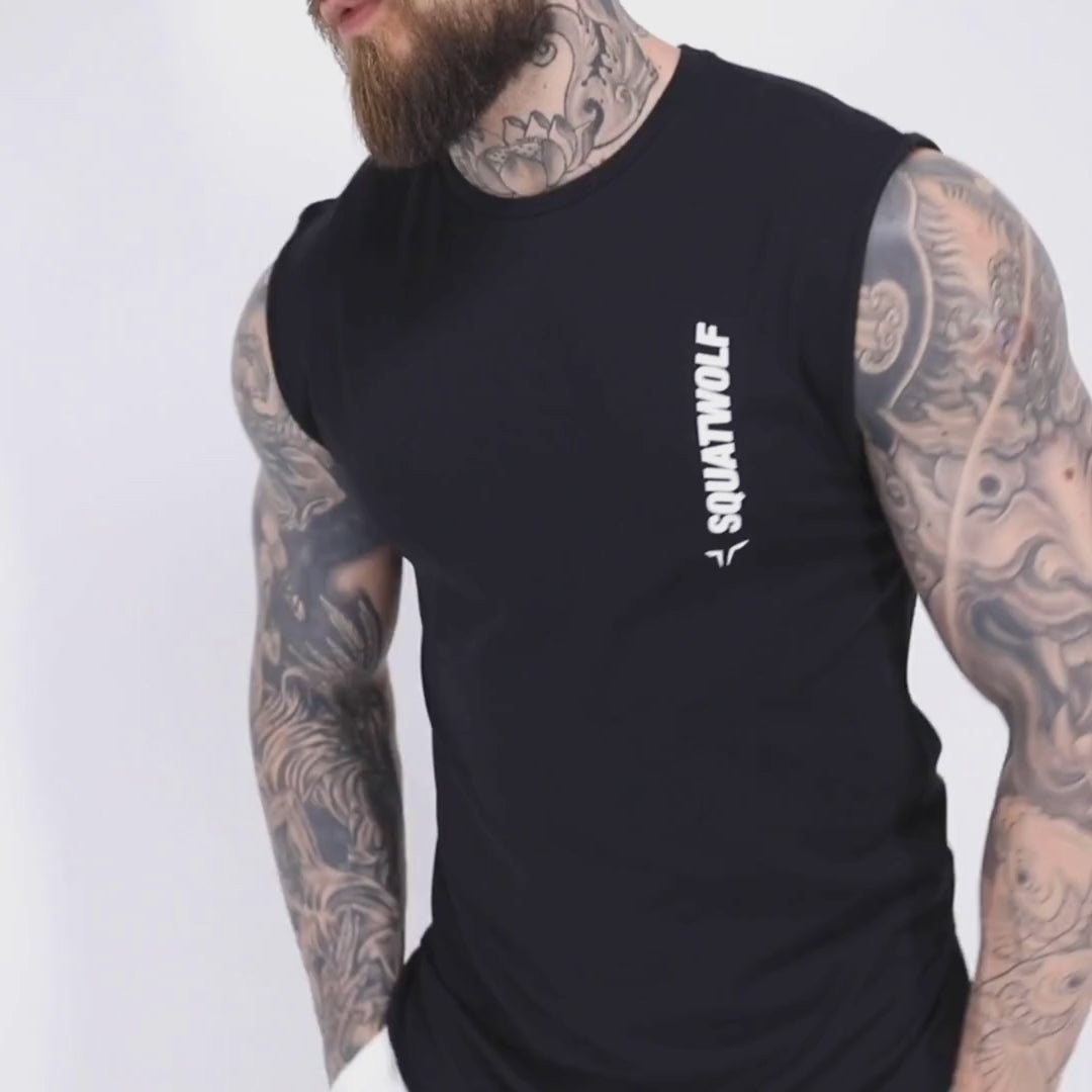 Hlýrabolur - hlýrabolir - bolir - bolur - íþróttabolir - æfingabolir - karlar -Íþróttaföt - íþróttafatnaður - herra - æfingaföt - æfingafatnaður - ræktarföt - Squat Wolf - SQUATWOLF - Ludus.is- íþróttavöruverslun - lyftingar - svartur