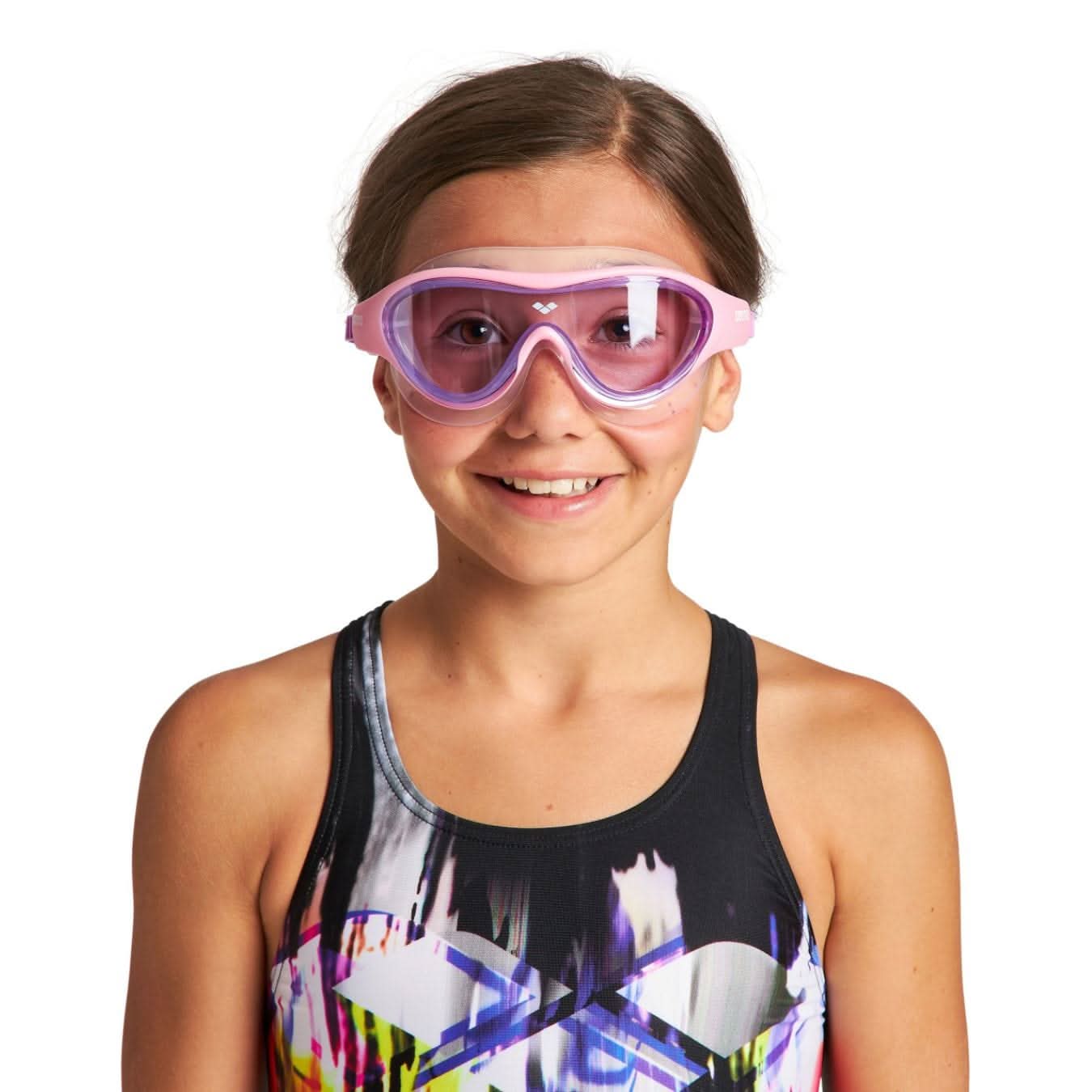 Sundgríma-börn-sundgleraugu-barna-Arena-sundvörur-Krakkasundgleraugu-bleik-krakkar-stelpur-krakkar-strákar-The-One-Mask-Swimming-gear-equipment