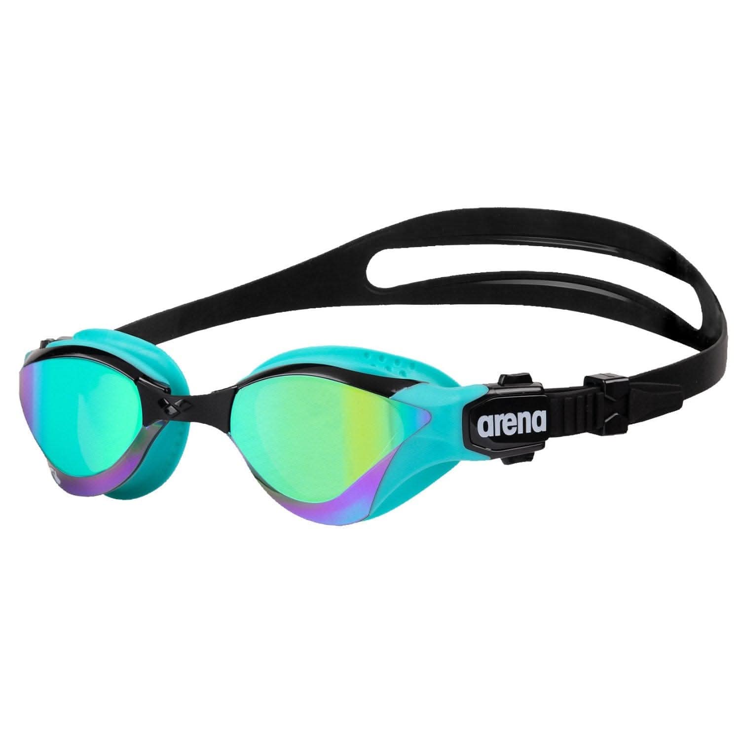 Þríþrautargleraugu-Sundgleraugu-Arena-unisex-konur-karlar-fullorðnir-svört-Cobra-Thriathlon-Swipe-Mirror
