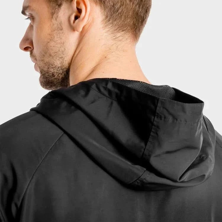 Hlaupajakki - hlaupajakkar - herra - karla -íþróttaföt - íþróttafatnaður - æfingaföt - æfingafatnaður - Útivistarfatnaður - Squat Wolf - Ludus.is. Útifatnaður - Windbreaker - vindjakki #litur-color_onyx