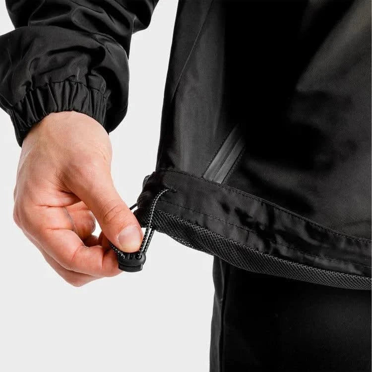 Hlaupajakki - hlaupajakkar - herra - karla -íþróttaföt - íþróttafatnaður - æfingaföt - æfingafatnaður - Útivistarfatnaður - Squat Wolf - Ludus.is. Útifatnaður - Windbreaker - vindjakki #litur-color_onyx