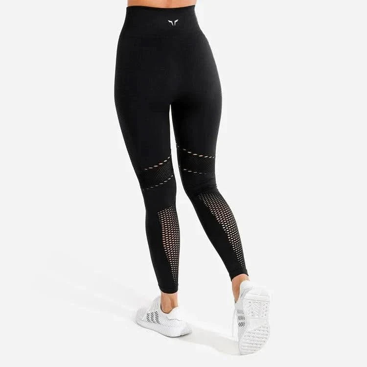 Leggings-saumlausar-konur-leggings-uppháar-í-mittið-íþróttaföt-íþróttafatnaður-æfingaföt-æfingafatnaður-ræktarföt-svartar -Squatwolf - SQUAT - WOLF - Ludus.is #litur-color_black