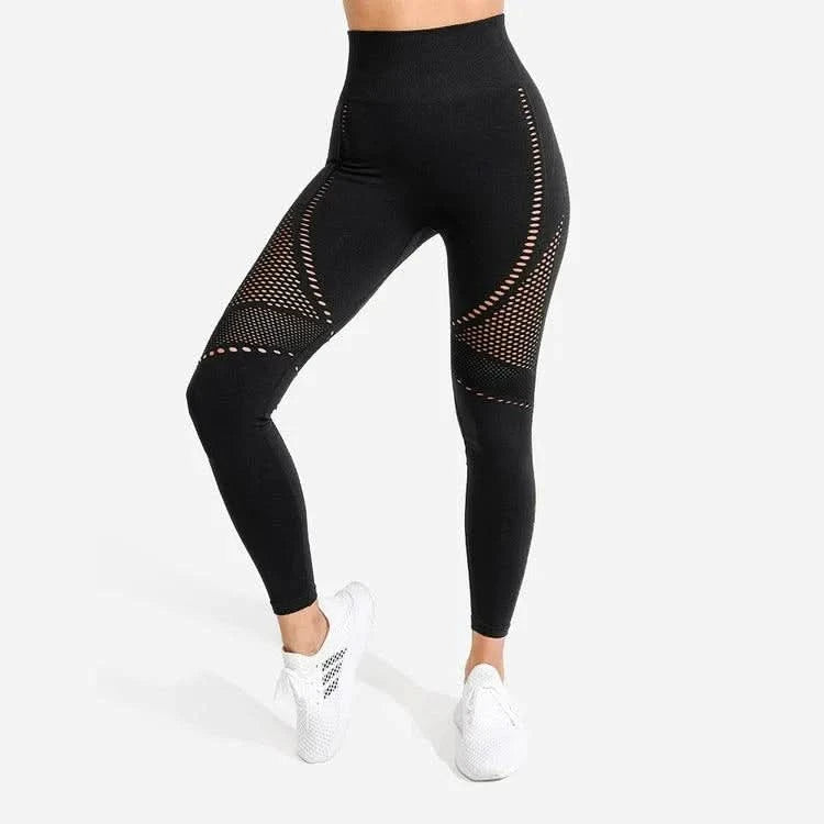 Leggings-saumlausar-konur-leggings-uppháar-í-mittið-íþróttaföt-íþróttafatnaður-æfingaföt-æfingafatnaður-ræktarföt-svartar -Squatwolf - SQUAT - WOLF - Ludus.is #litur-color_black