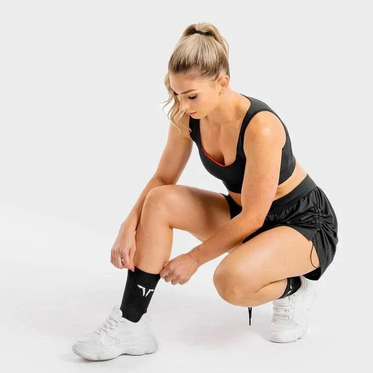 Sokkar - Íþróttasokkar - konur - karlar - íþróttaföt - íþróttafatnaður - æfingaföt - æfingafatnaður - ræktarföt - Squat Wolf - SQUATWOLF - Ludus.is - Core - svartir íþróttasokkar -100% bómull#litur-color_onyx