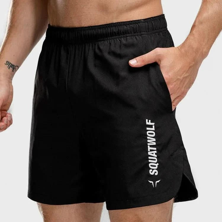 Stuttbuxur - karlar - herra - Íþróttaföt - íþróttafatnaður - æfingaföt - æfingafatnaður - ræktarföt - SQUAT - WOLF - SQUATWOLF - Ludus.is - black - svartar - Crossfit - hlaup