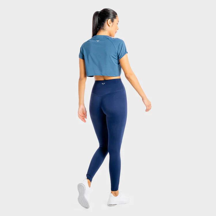 Leggings-konur-leggings-uppháar-í-mittið-íþróttaföt-íþróttafatnaður-æfingaföt-æfingafatnaður-ræktarföt-Bláar-Core-Agile-leggings