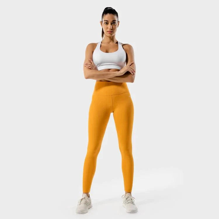 Leggings-konur-leggings-uppháar-í-mittið-íþróttaföt-íþróttafatnaður-æfingaföt-æfingafatnaður-ræktarföt-gular-Core-Agile-leggings