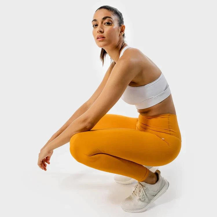 Leggings-konur-leggings-uppháar-í-mittið-íþróttaföt-íþróttafatnaður-æfingaföt-æfingafatnaður-ræktarföt-gular-Core-Agile-leggings