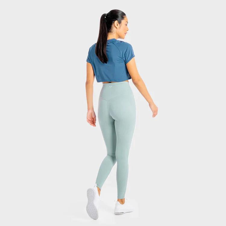 Leggings-konur-leggings-uppháar-í-mittið-íþróttaföt-íþróttafatnaður-æfingaföt-æfingafatnaður-ræktarföt-ljósbláar-Core-Agile-leggings