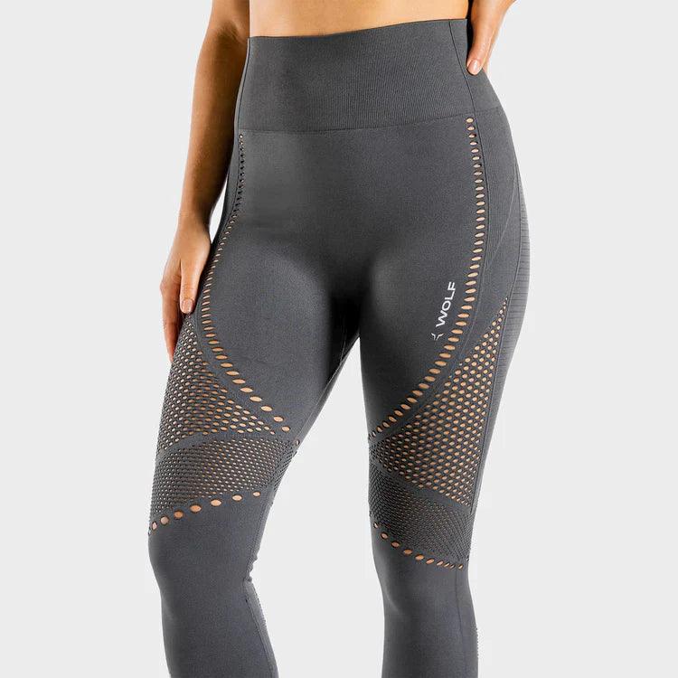 Leggings-saumlausar-konur-leggings-uppháar-í-mittið-íþróttaföt-íþróttafatnaður-æfingaföt-æfingafatnaður-ræktarföt - gráar -Squatwolf - SQUAT - WOLF - Ludus.is #litur-color_charcoal
