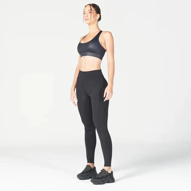 Leggings-konur-leggings-uppháar-í-mittið-íþróttaföt-íþróttafatnaður-æfingaföt-æfingafatnaður-ræktarföt-svartar-Core-Agile-Reimagnied - leggings