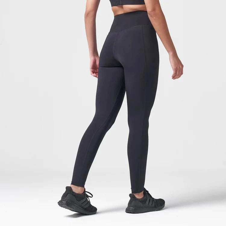 Leggings-konur-kvenna-dömur-íþróttaföt-íþróttafatnaður-æfingaföt-æfingafatnaður-ræktarföt-svartar-Essential - uppháar - leggings - háar - í - mittið