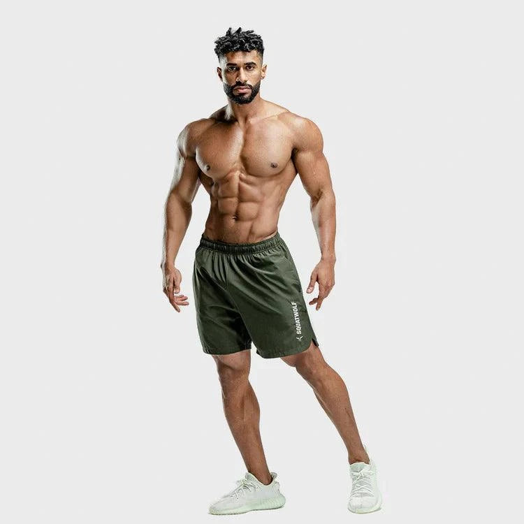 Stuttbuxur - karlar - herra - Íþróttaföt - íþróttafatnaður - æfingaföt - æfingafatnaður - ræktarföt - SQUAT - WOLF - SQUATWOLF - Ludus.is - olive - grænar - Crossfit - hlaup