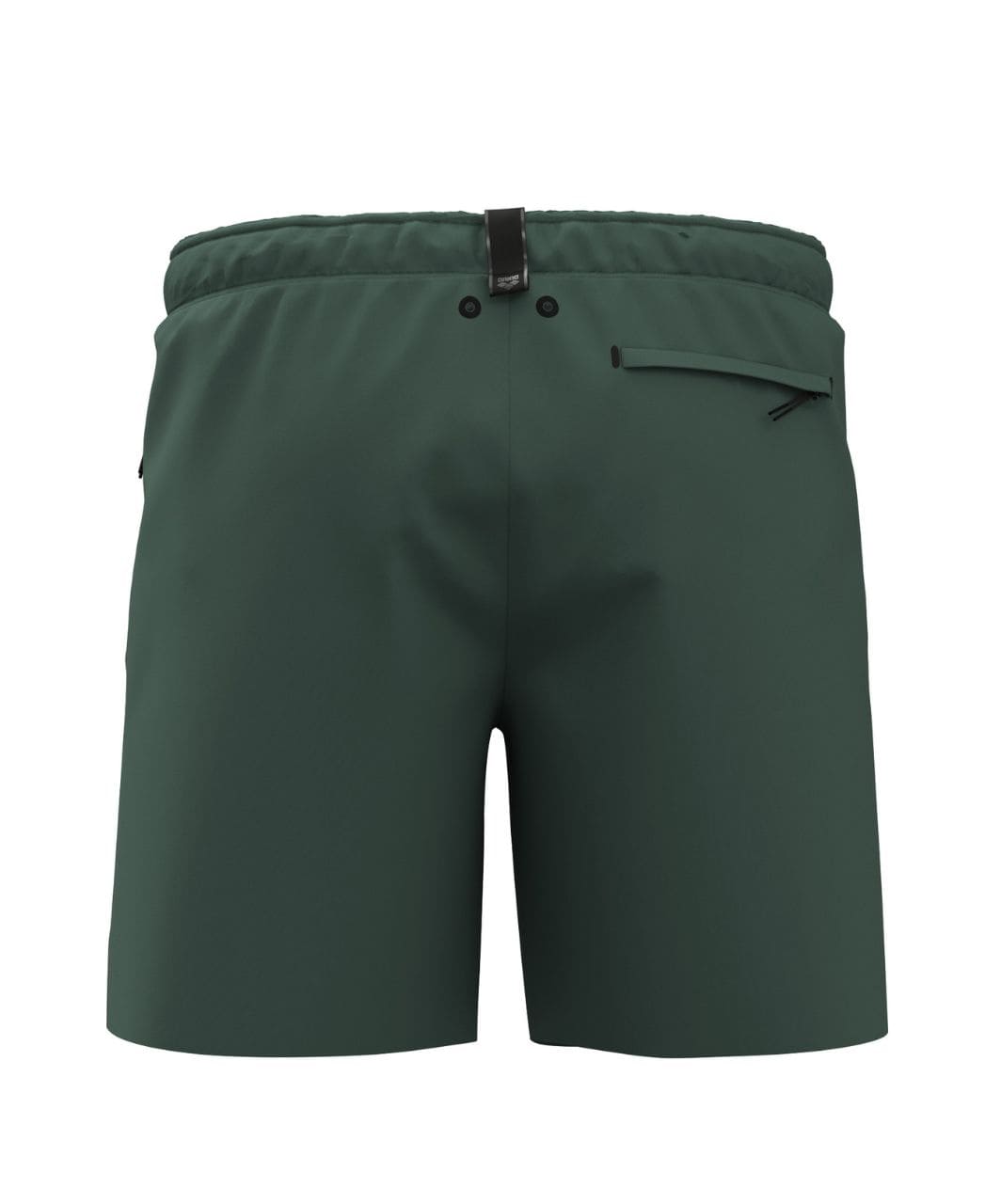 Salvíugrænar Arena Evo II Beach Boxer Side Zip Pockets sundbuxur fyrir herra á hvítum bakgrunni, bakhlið með renndum rassvasa