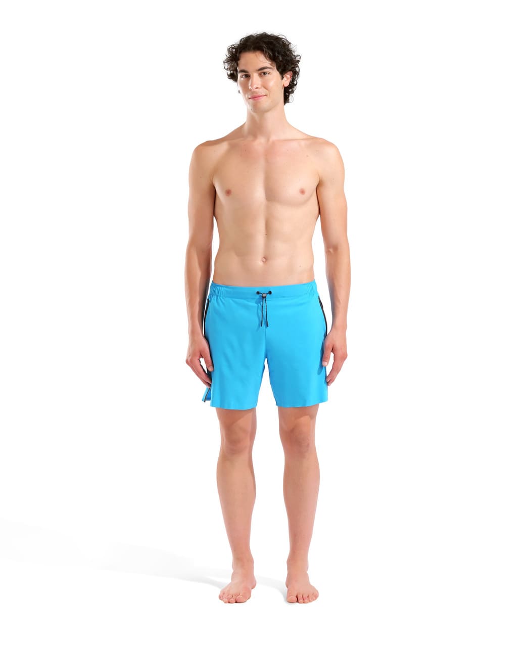 Herraí túrkísbláum Arena Evo Side Zip Pockets Beach Boxer sundbuxum, heil stúdíómynd að framan