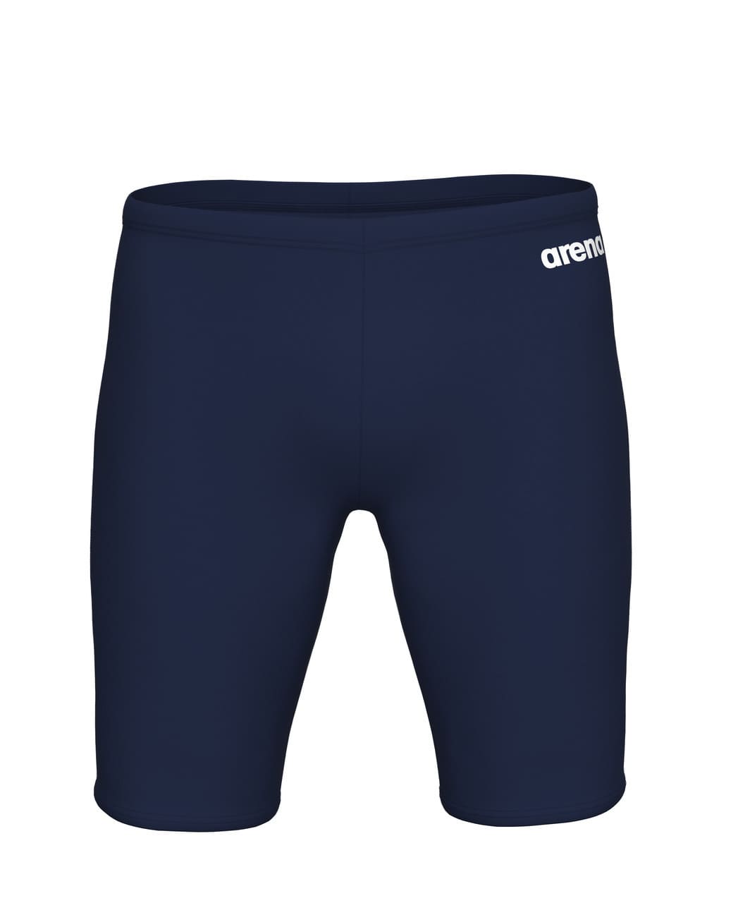 Dökkbláar Arena Team Jammer Solid sundskýlur fyrir herra úr fljótþornandi 100% pólýesteri með UPF 50+ vörn, framhlið