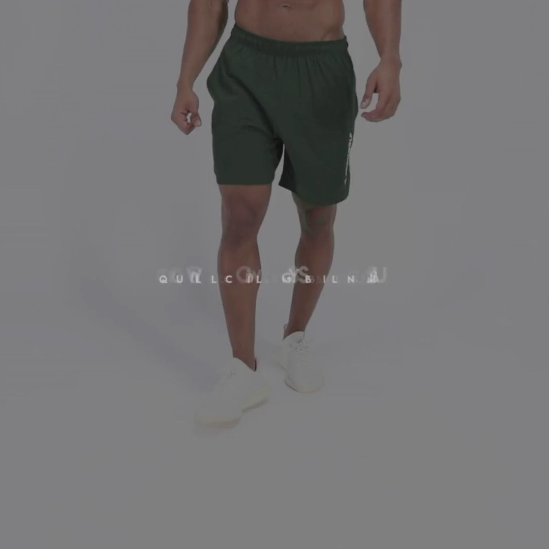 Stuttbuxur - karlar - herra - Íþróttaföt - íþróttafatnaður - æfingaföt - æfingafatnaður - ræktarföt - SQUAT - WOLF - SQUATWOLF - Ludus.is - olive - grænar - Crossfit - hlaup