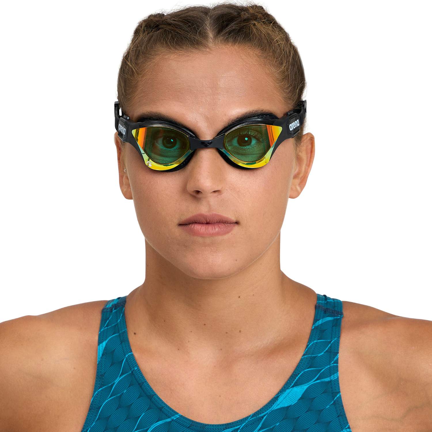 Þríþrautargleraugu-Sundgleraugu-Arena-unisex-konur-karlar-fullorðnir-svört-Cobra-Thriathlon-Swipe-Mirror