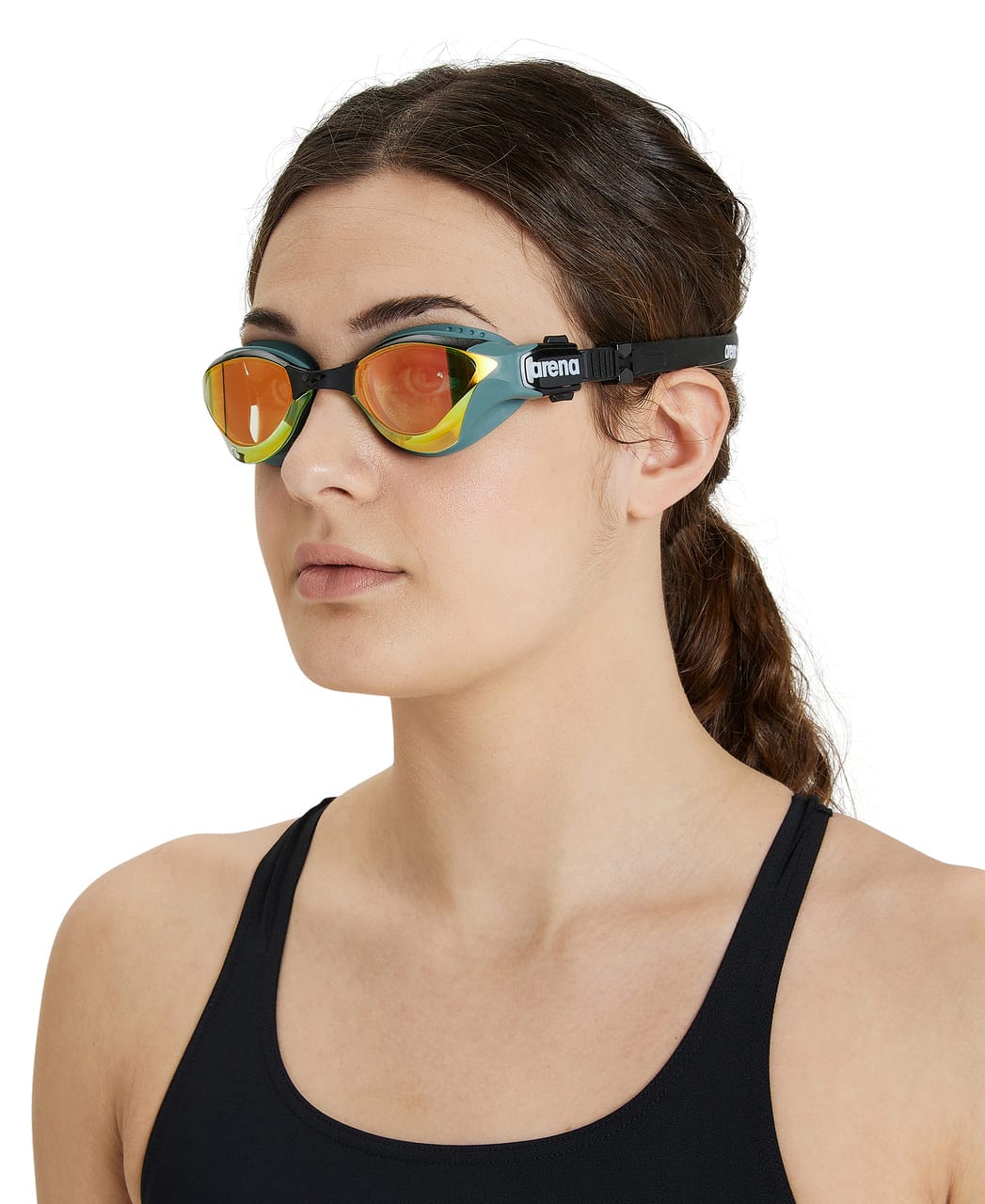 Þríþrautargleraugu-Sundgleraugu-Arena-unisex-konur-karlar-fullorðnir-svört-Cobra-Thriathlon-Swipe-Mirror-Ludus.is