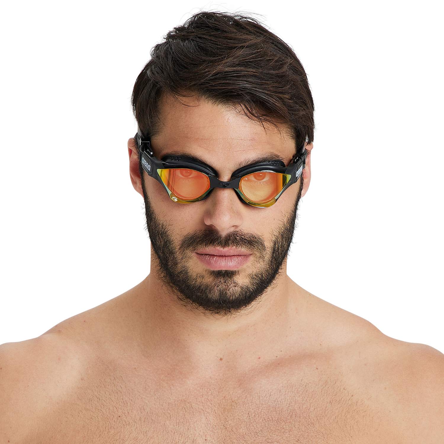 Þríþrautargleraugu-Sundgleraugu-Arena-unisex-konur-karlar-fullorðnir-svört-Cobra-Thriathlon-Swipe-Mirror