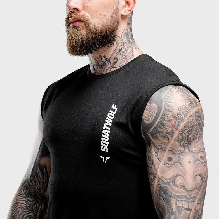 Hlýrabolur - hlýrabolir - bolir - bolur - íþróttabolir - æfingabolir - karlar -Íþróttaföt - íþróttafatnaður - herra - æfingaföt - æfingafatnaður - ræktarföt - Squat Wolf - SQUATWOLF - Ludus.is- íþróttavöruverslun - lyftingar - svartur