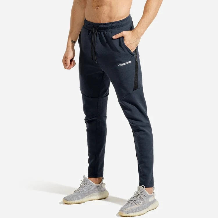 Joggingbuxur - íþróttaföt - karlar - herra -Squatwolf - Warrior joggingbuxur - æfingaföt - íþróttafatnaður - æfingafatnaður - bláar - ræktarföt - ræktarfatnaður #litur-color_navy