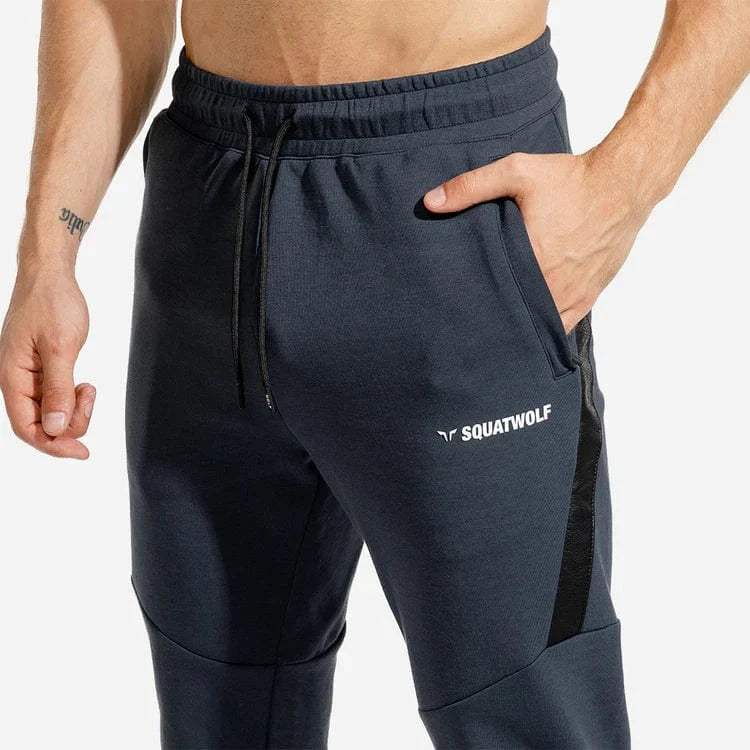 Joggingbuxur - íþróttaföt - karlar - herra -Squatwolf - Warrior joggingbuxur - æfingaföt - íþróttafatnaður - æfingafatnaður - bláar - ræktarföt - ræktarfatnaður #litur-color_navy