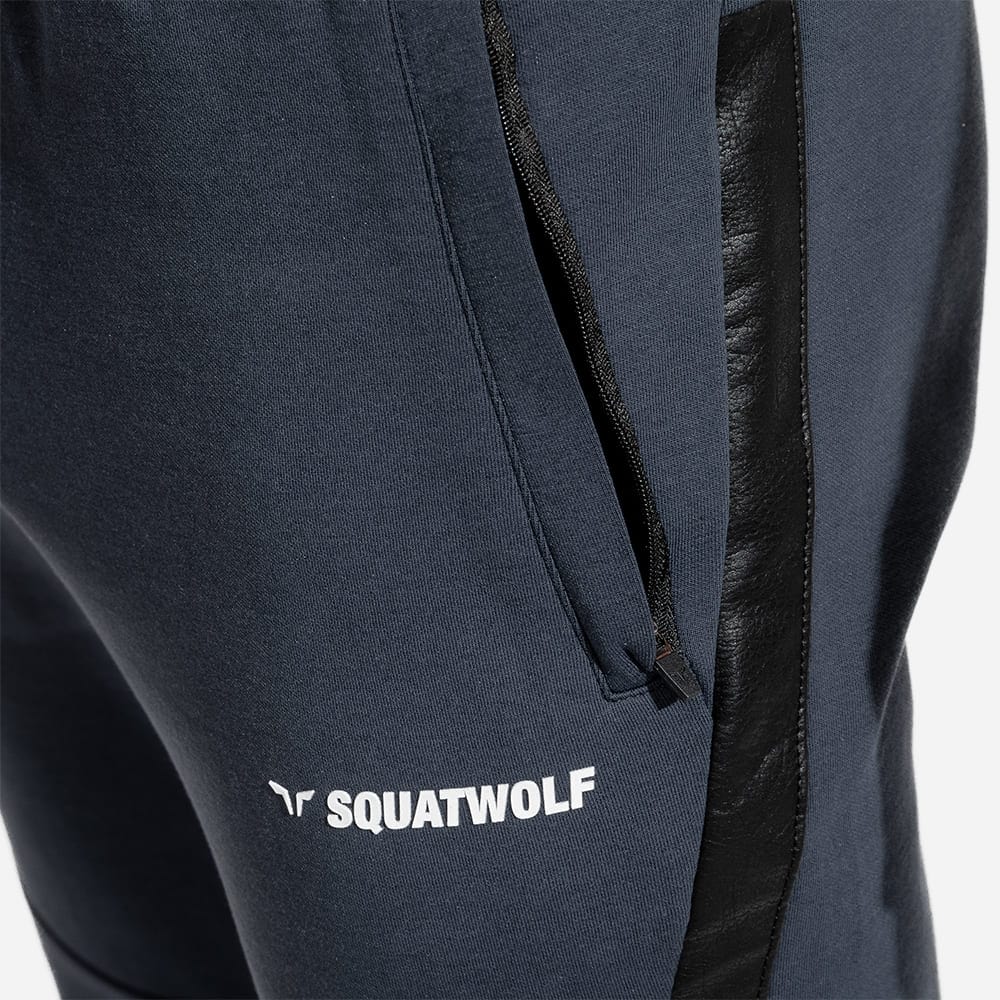 Joggingbuxur - íþróttaföt - karlar - herra -Squatwolf - Warrior joggingbuxur - æfingaföt - íþróttafatnaður - æfingafatnaður - bláar - ræktarföt - ræktarfatnaður #litur-color_navy