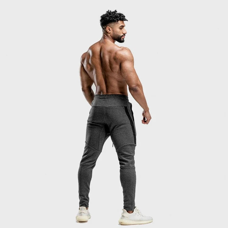 Joggingbuxur - íþróttaföt - karlar - herra -Squatwolf - Warrior joggingbuxur - æfingaföt - íþróttafatnaður - æfingafatnaður - ræktarföt - ræktarfatnaður - gráar #litur-color_melange-grey