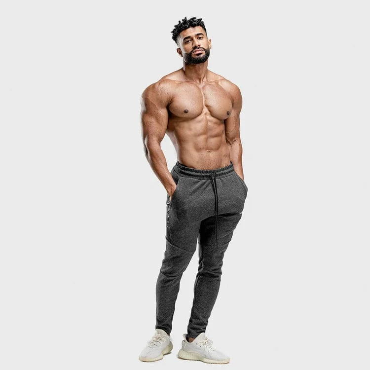 Joggingbuxur - íþróttaföt - karlar - herra -Squatwolf - Warrior joggingbuxur - æfingaföt - íþróttafatnaður - æfingafatnaður - ræktarföt - ræktarfatnaður - gráar #litur-color_melange-grey