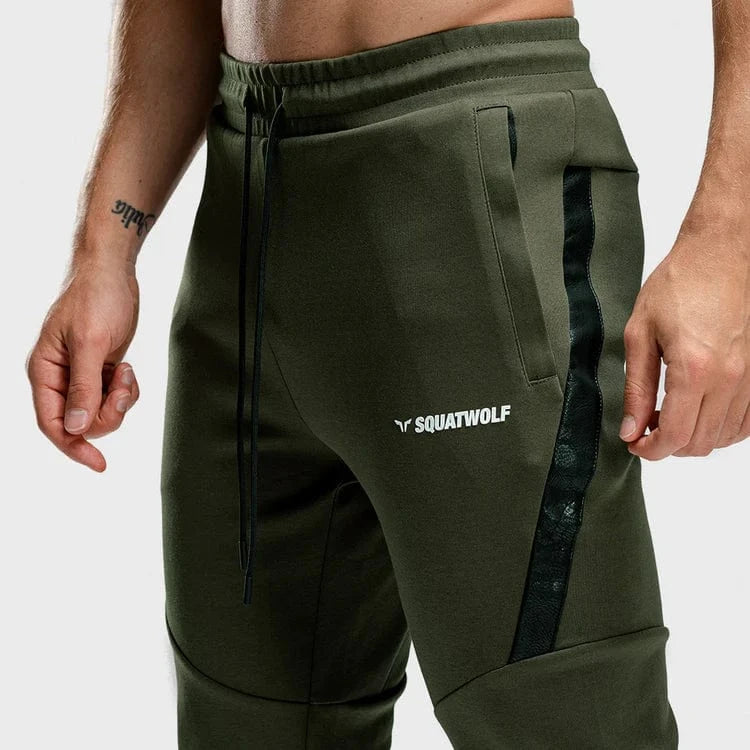 Joggingbuxur - íþróttaföt - karlar - herra -Squatwolf - Warrior joggingbuxur - æfingaföt - íþróttafatnaður - æfingafatnaður - grænar - ræktarföt - ræktarfatnaður #litur-color_olive