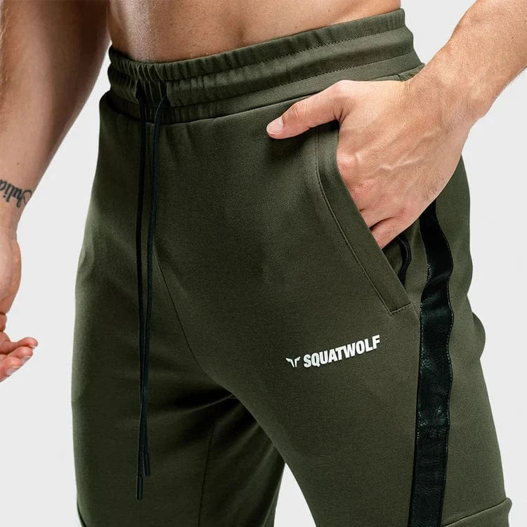Joggingbuxur - íþróttaföt - karlar - herra -Squatwolf - Warrior joggingbuxur - æfingaföt - íþróttafatnaður - æfingafatnaður - grænar - ræktarföt - ræktarfatnaður #litur-color_olive