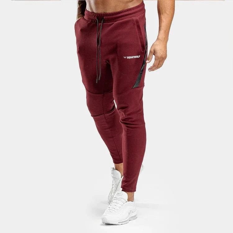 Joggingbuxur - íþróttaföt - karlar - herra -Squatwolf - Warrior joggingbuxur - æfingaföt - íþróttafatnaður - æfingafatnaður - rauðar - ræktarföt - ræktarfatnaður #litur-color_maroon
