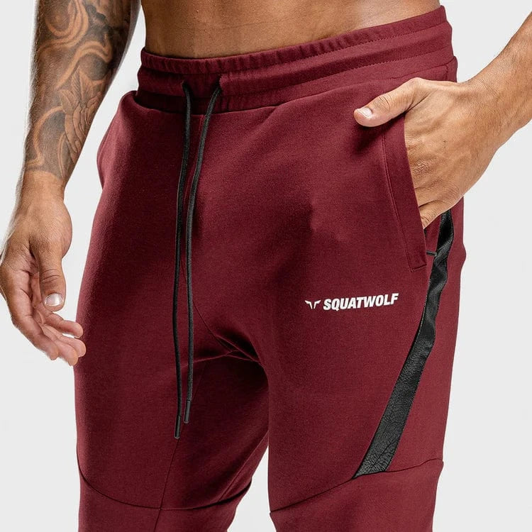 Joggingbuxur - íþróttaföt - karlar - herra -Squatwolf - Warrior joggingbuxur - æfingaföt - íþróttafatnaður - æfingafatnaður - rauðar - ræktarföt - ræktarfatnaður #litur-color_maroon