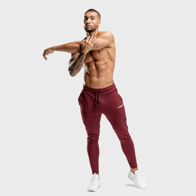 Joggingbuxur - íþróttaföt - karlar - herra -Squatwolf - Warrior joggingbuxur - æfingaföt - íþróttafatnaður - æfingafatnaður - rauðar - ræktarföt - ræktarfatnaður #litur-color_maroon