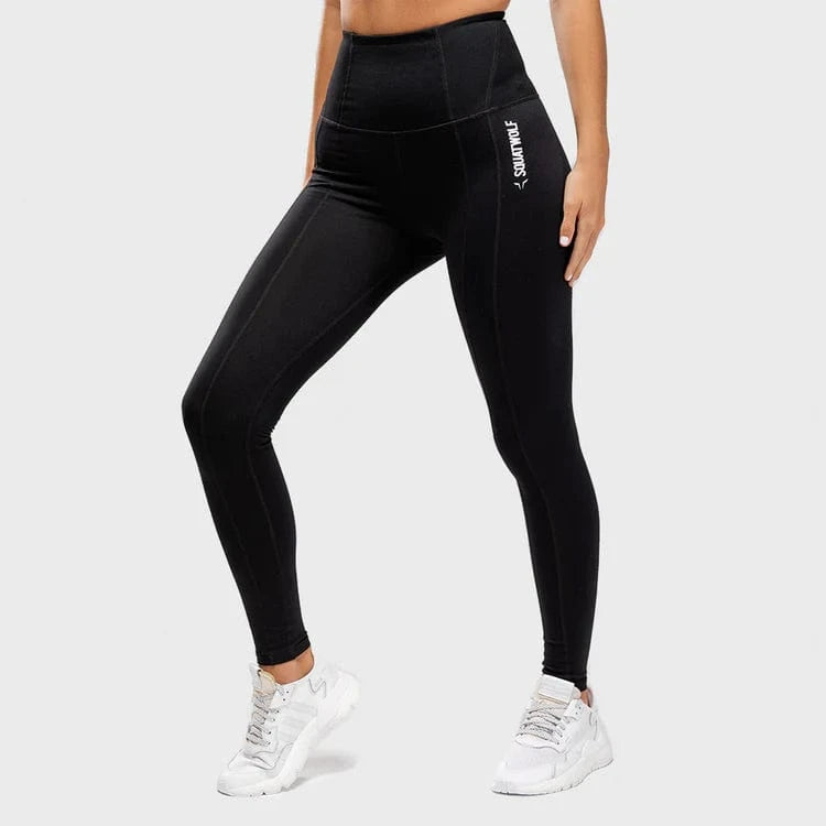 Leggings-konur-leggings-uppháar-í-mittið-íþróttaföt-íþróttafatnaður-æfingaföt-æfingafatnaður-ræktarföt-SQUATWOLF-Ludus.is-Svartar-Warrior-leggings#litur-color_black