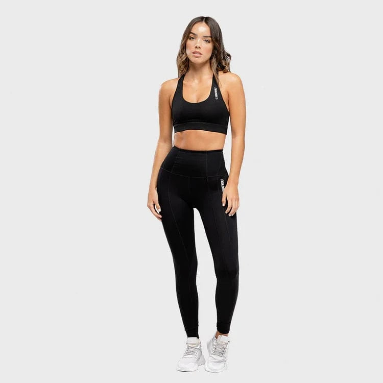 Leggings-konur-leggings-uppháar-í-mittið-íþróttaföt-íþróttafatnaður-æfingaföt-æfingafatnaður-ræktarföt-SQUATWOLF-Ludus.is-Svartar-Warrior-leggings#litur-color_black