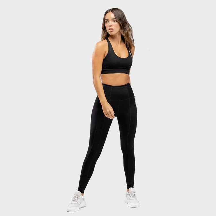 Leggings-konur-leggings-uppháar-í-mittið-íþróttaföt-íþróttafatnaður-æfingaföt-æfingafatnaður-ræktarföt-SQUATWOLF-Ludus.is-Svartar-Warrior-leggings#litur-color_black